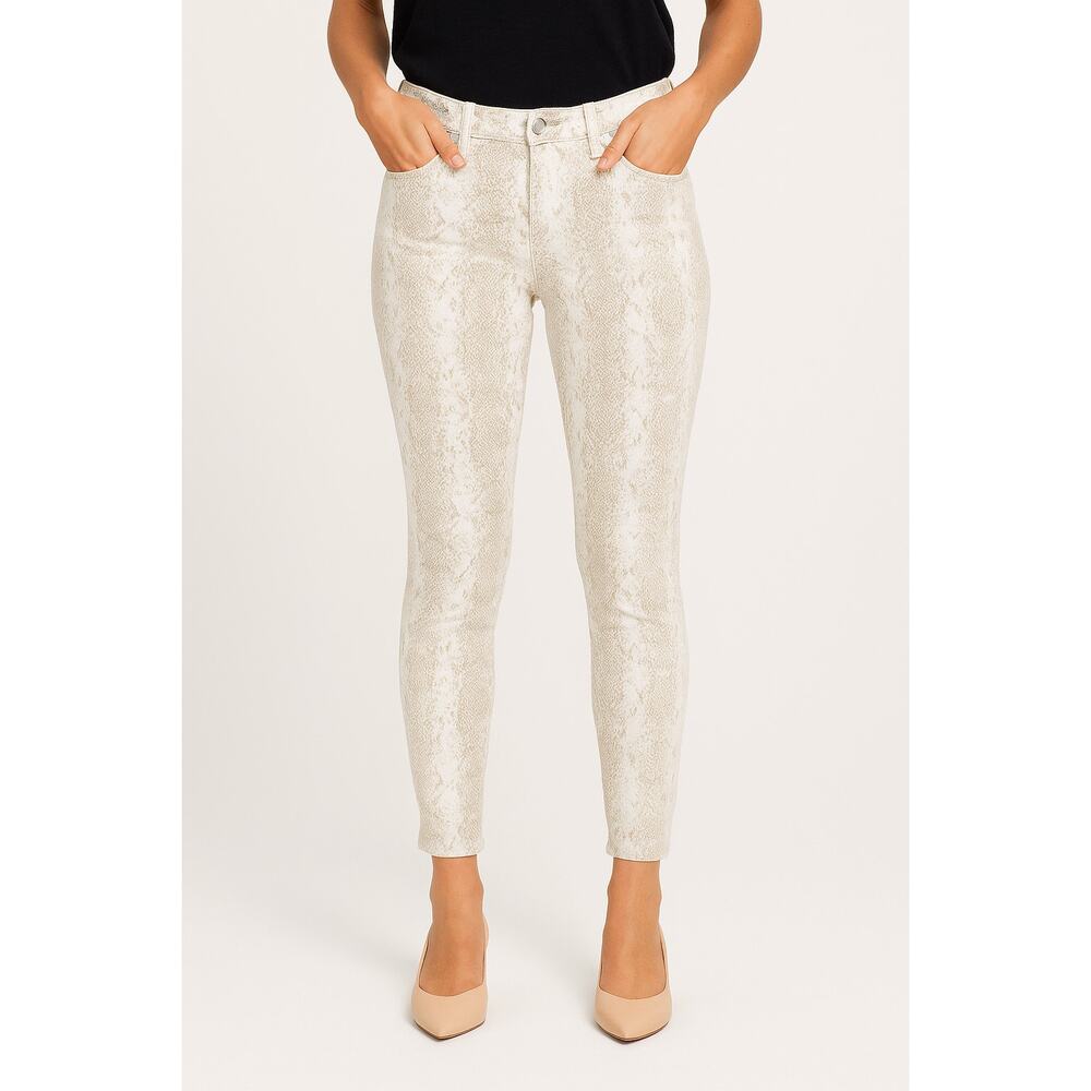 PAIGE HOXTON Ankle Beige Snake Skin Print High Rise Skinny Jeans Casual Size 30